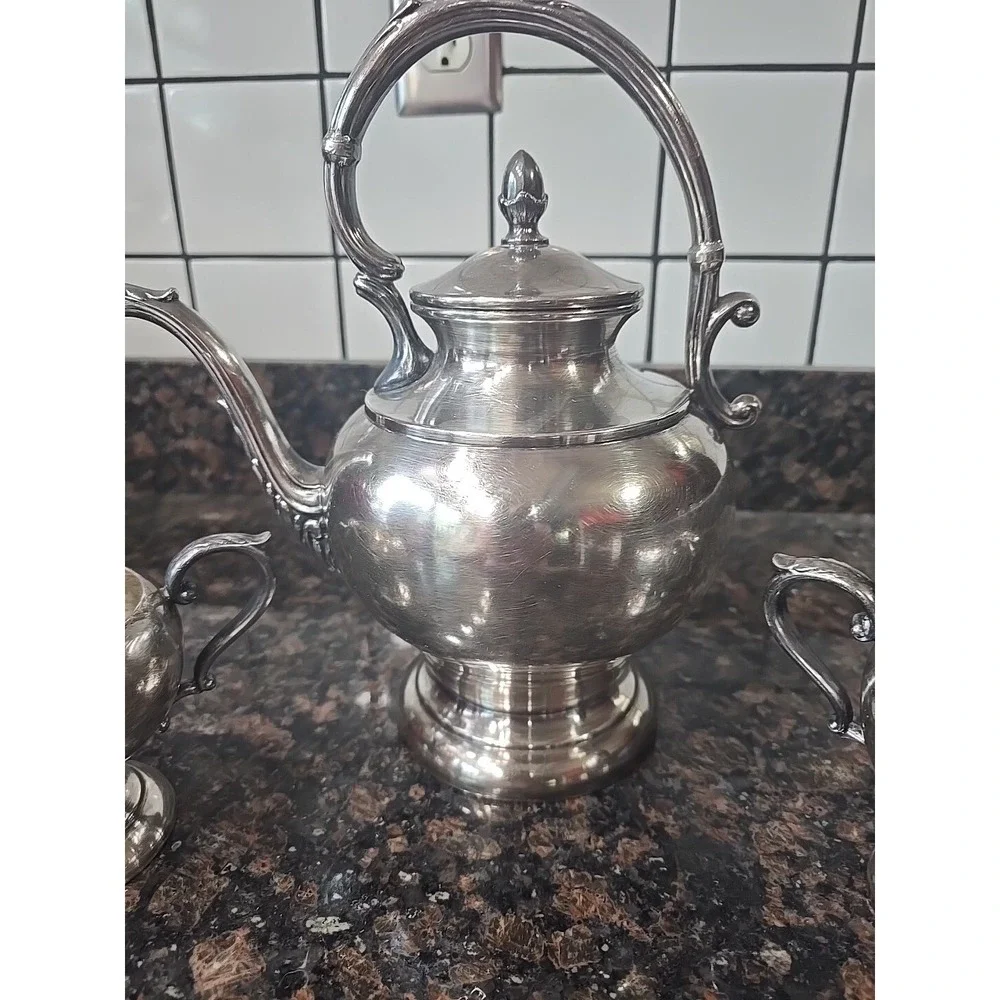 Arts Co SPC Antique Silver Plate 3 Pc Tea Coffee Set Ornate Victorian Style